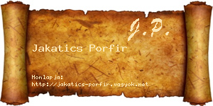 Jakatics Porfir névjegykártya